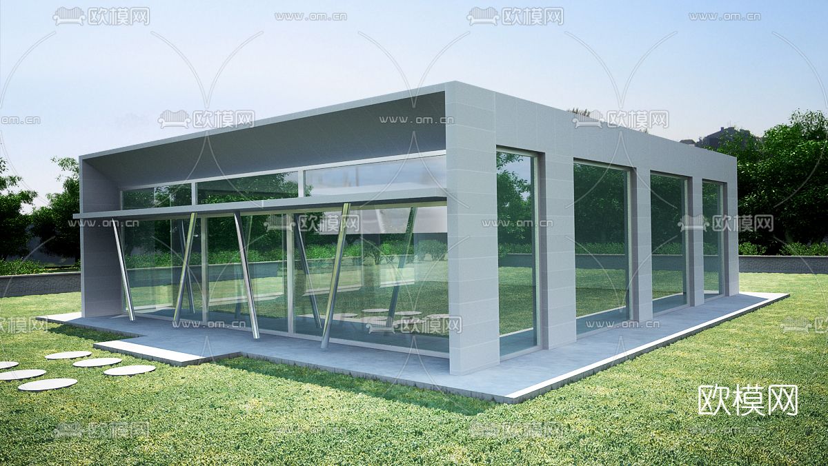 现代独栋别墅外观免费3d模型下载