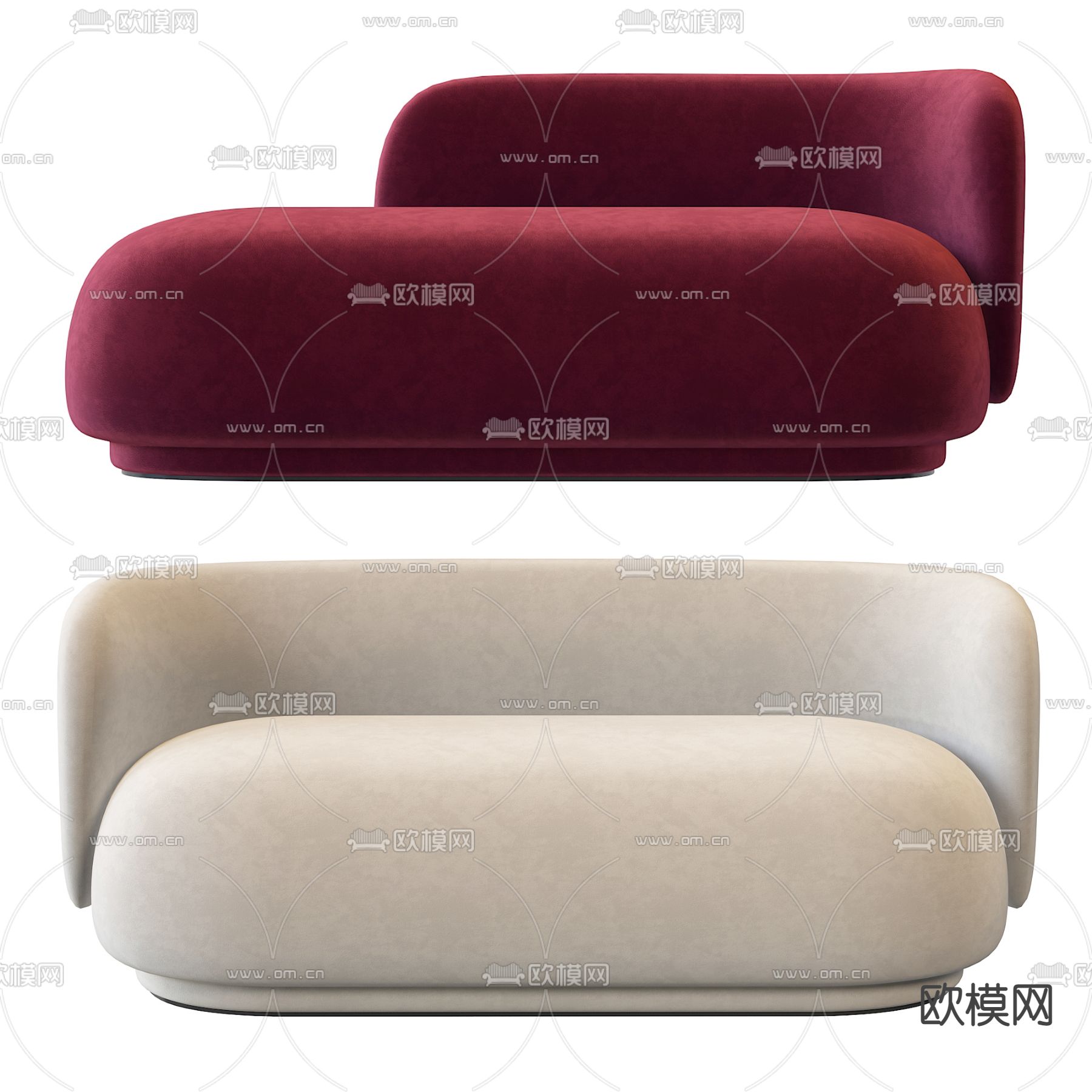 现代布艺双人沙发3d模型下载