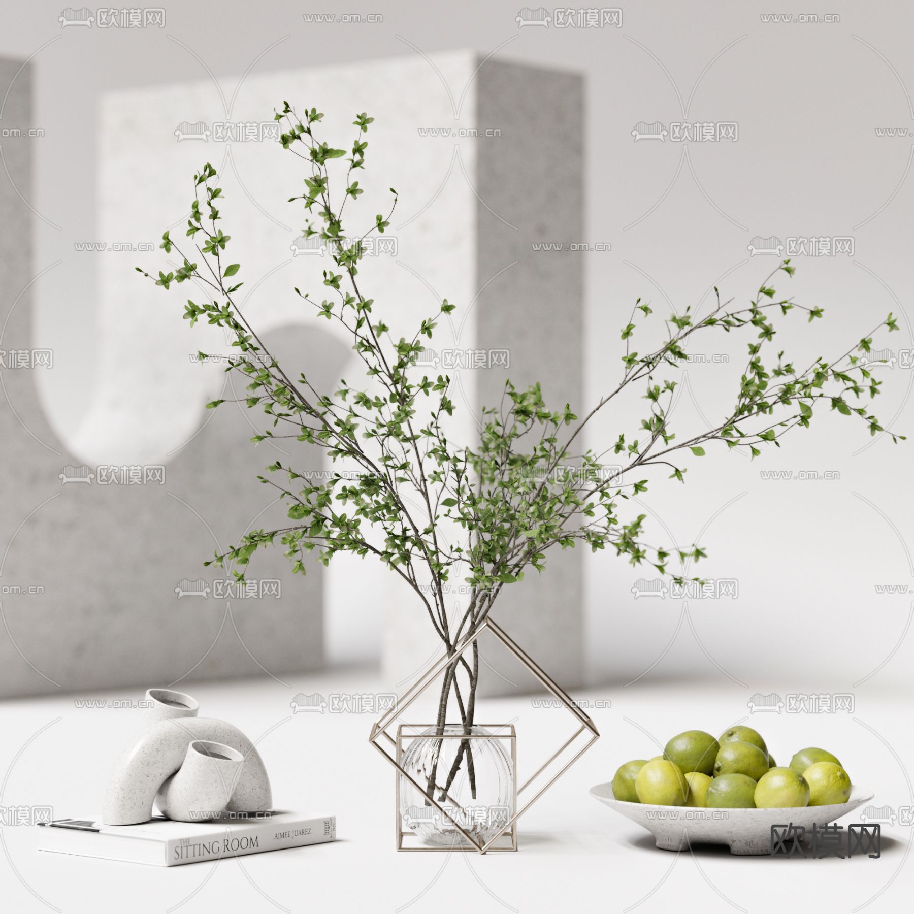 现代水培绿植花瓶3d模型下载