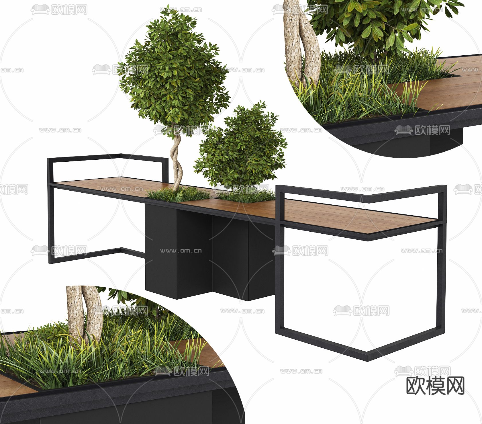 现代户外公共座椅3d模型
