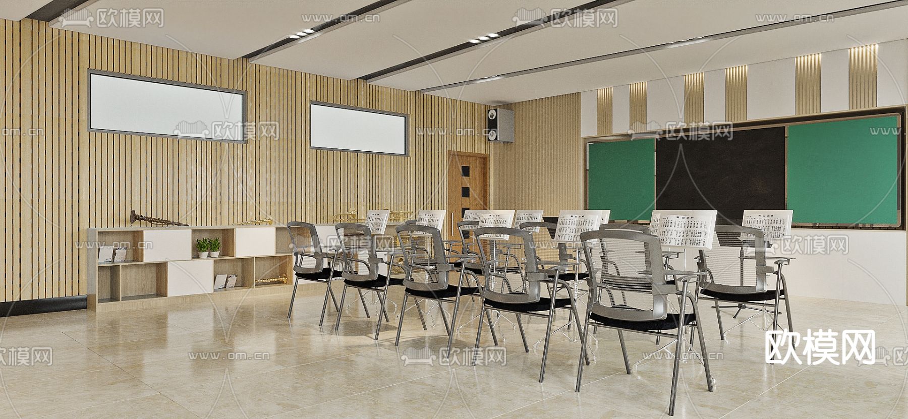 现代学校音乐教室3d模型下载（渲染图4）