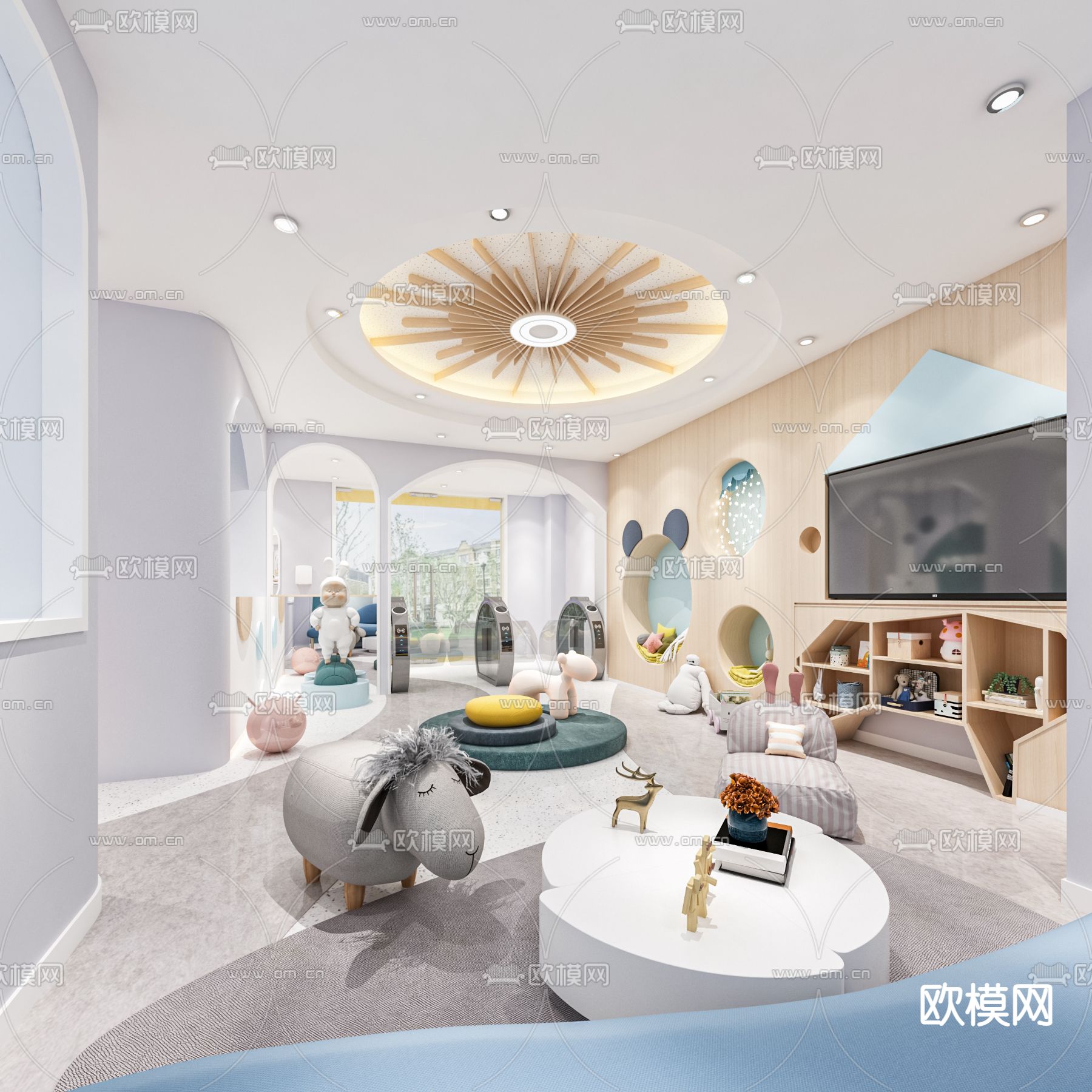 现代幼儿园大厅3d模型