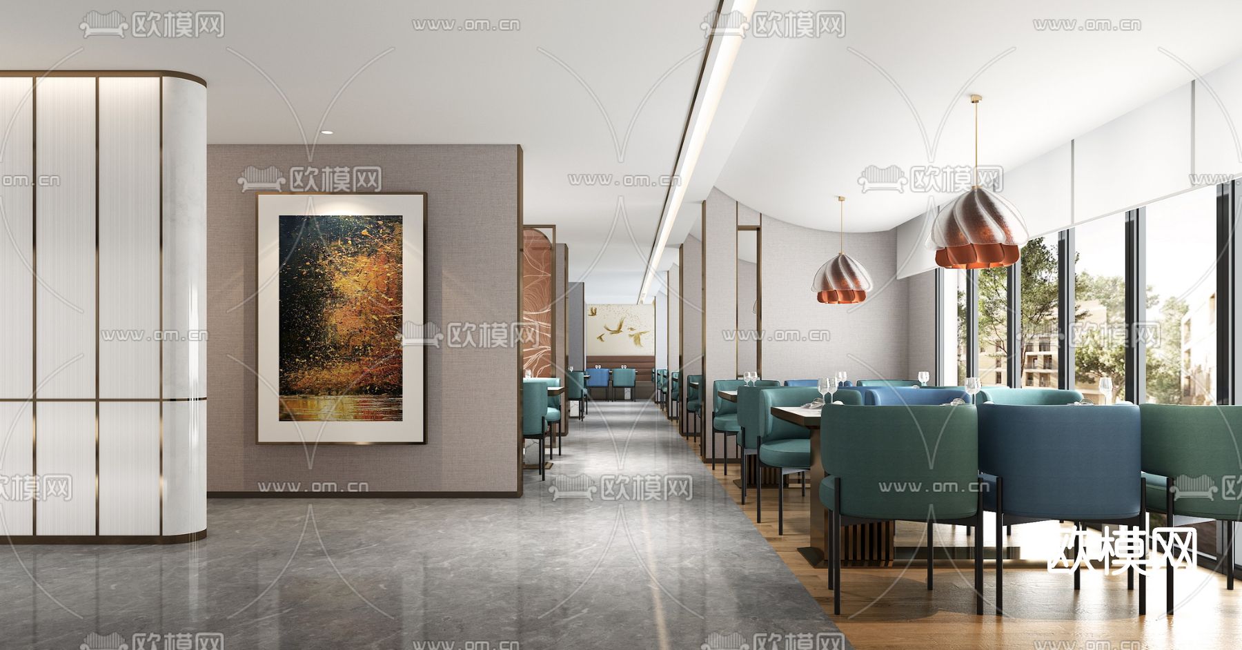 新中式西餐厅3d模型
