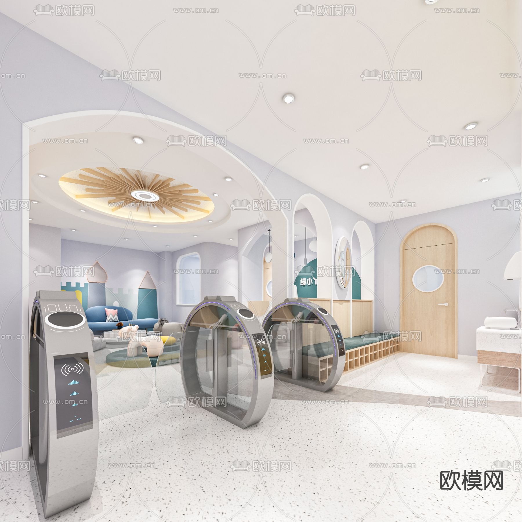 现代幼儿园大厅3d模型
