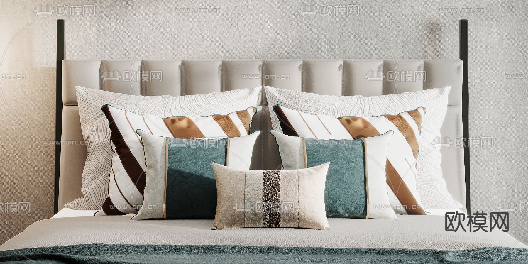 现代床品抱枕枕头3d模型下载（渲染图3）