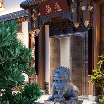 鱼道中餐厅门头3d模型