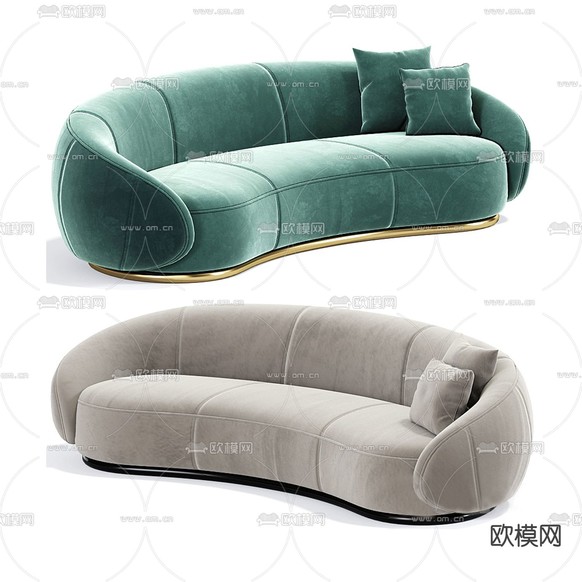 现代布艺弧形沙发3d模型下载