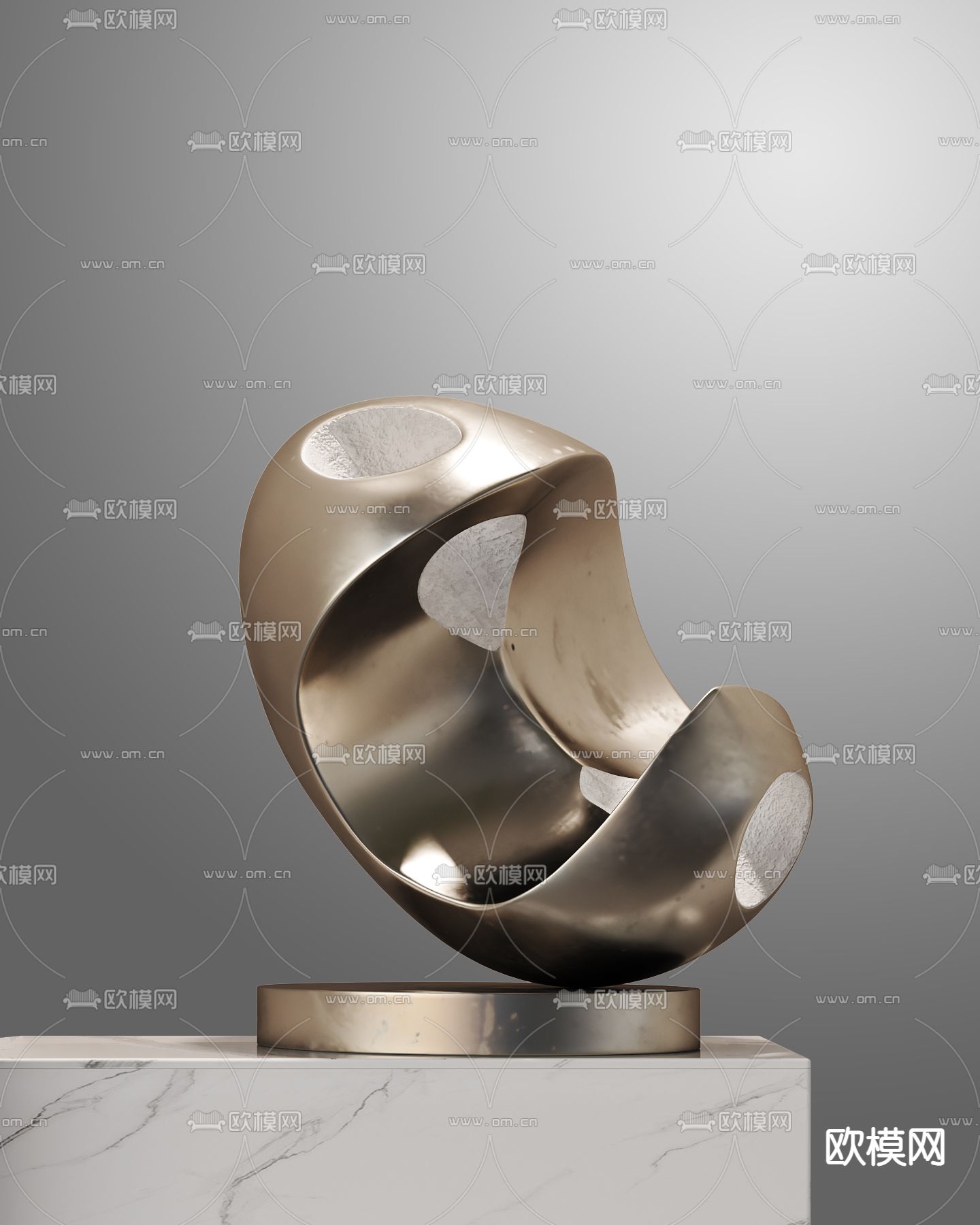 现代抽象金属雕塑3d模型
