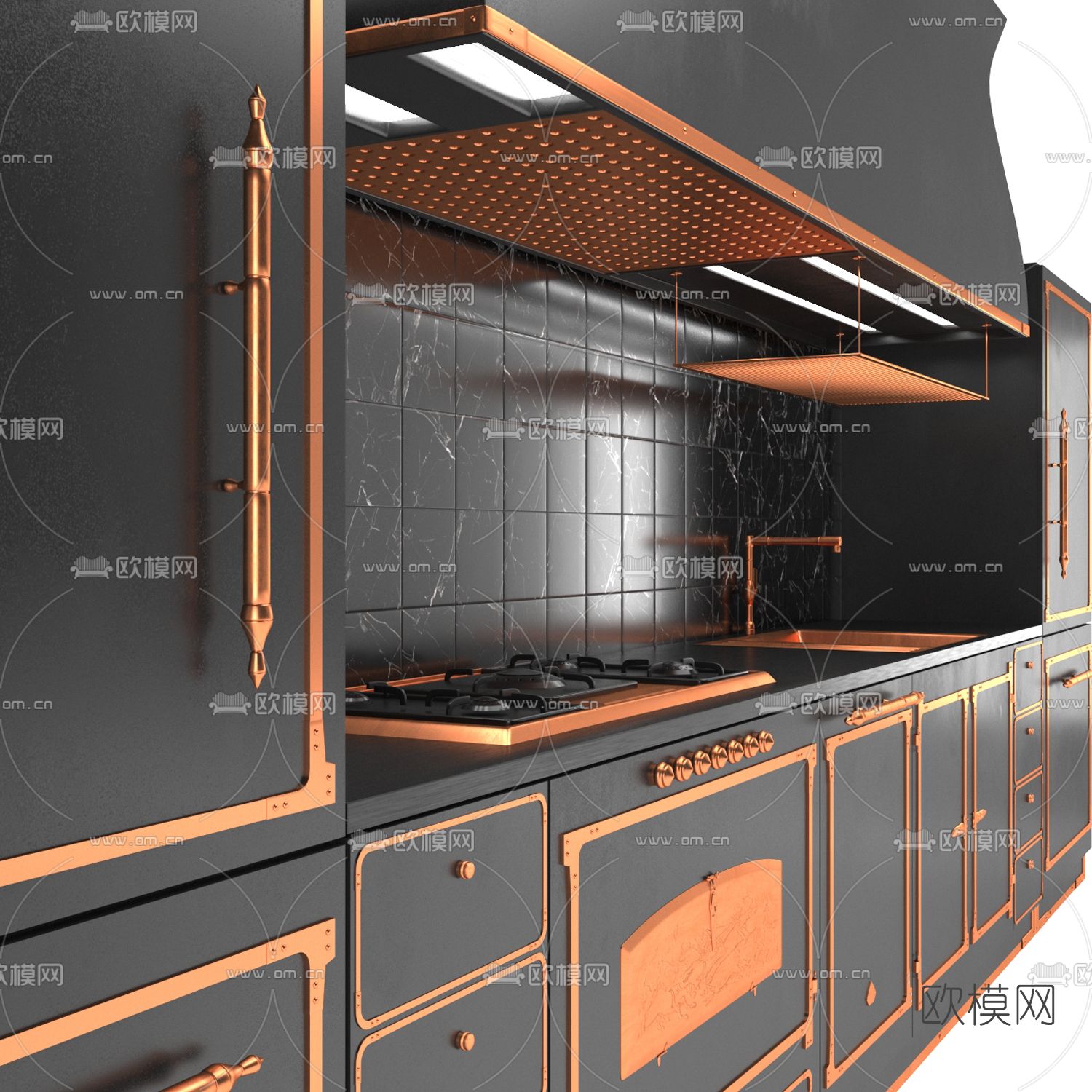 新古典厨房橱柜3d模型下载（渲染图3）