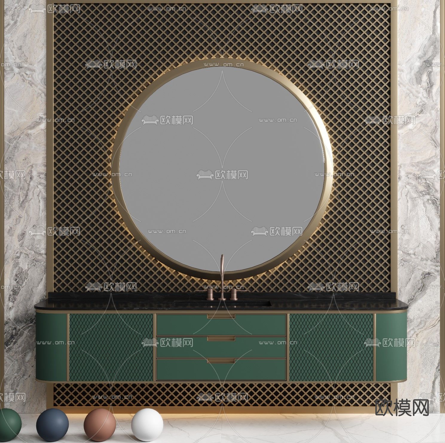 现代轻奢洗手台3d模型