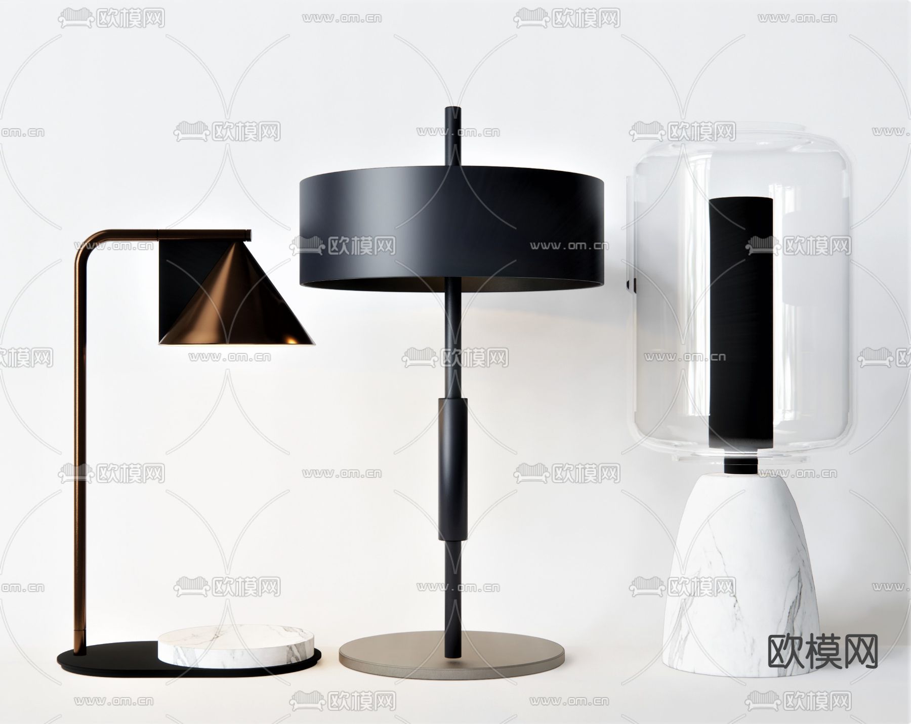 现代台灯su模型下载（渲染图1）