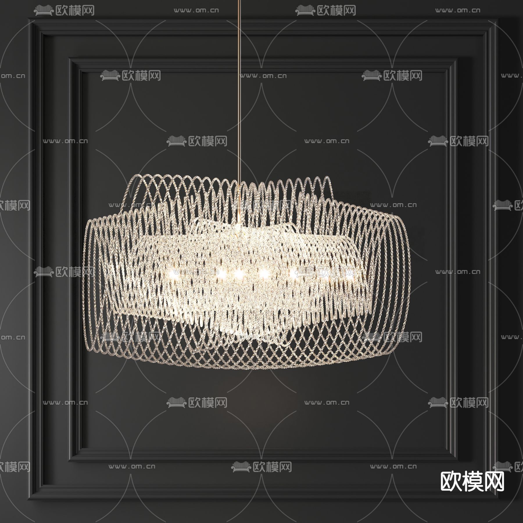 现代线条水晶吊灯3d模型下载_ID11663482_3dmax免费模型-欧模网
