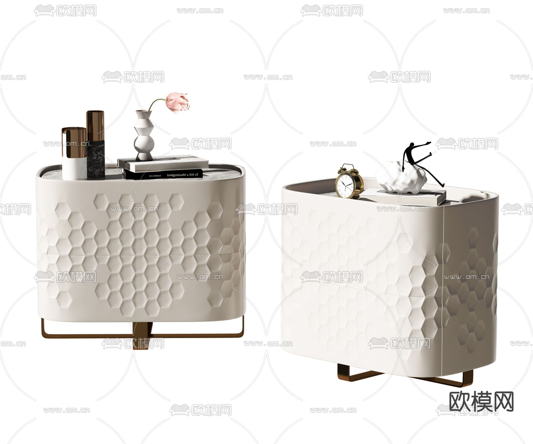 现代轻奢床头柜3d模型下载