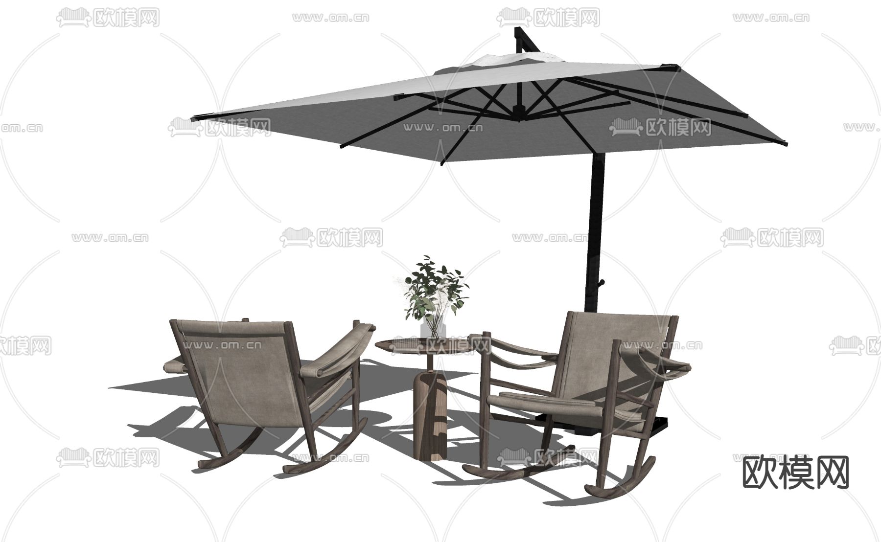 现代摇摇椅su模型下载（渲染图2）