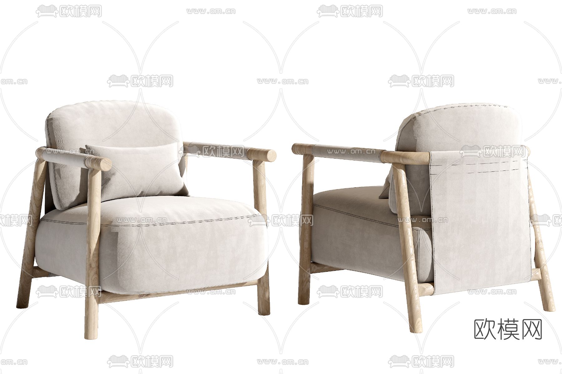 北欧布艺单人沙发3d模型下载