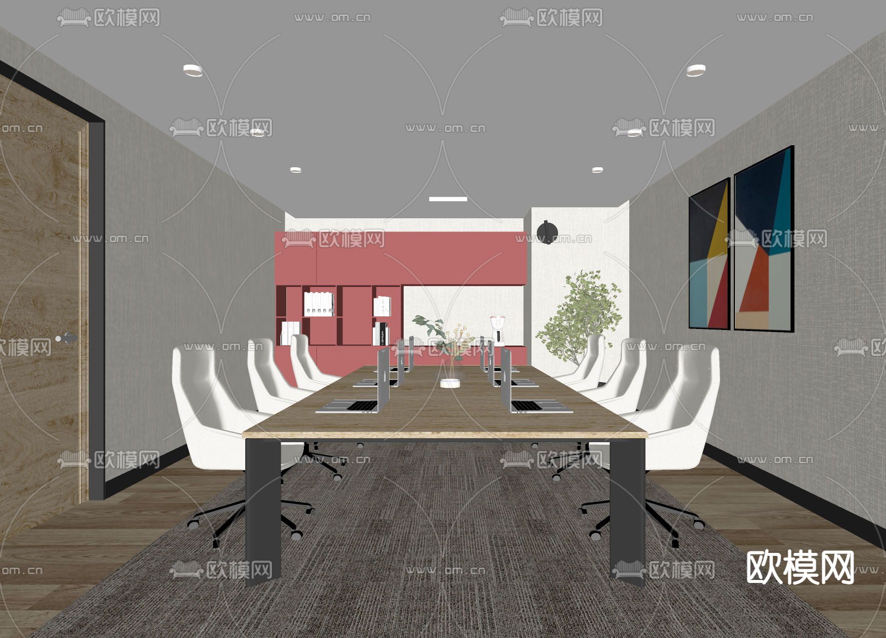 现代会议室su模型下载（渲染图2）