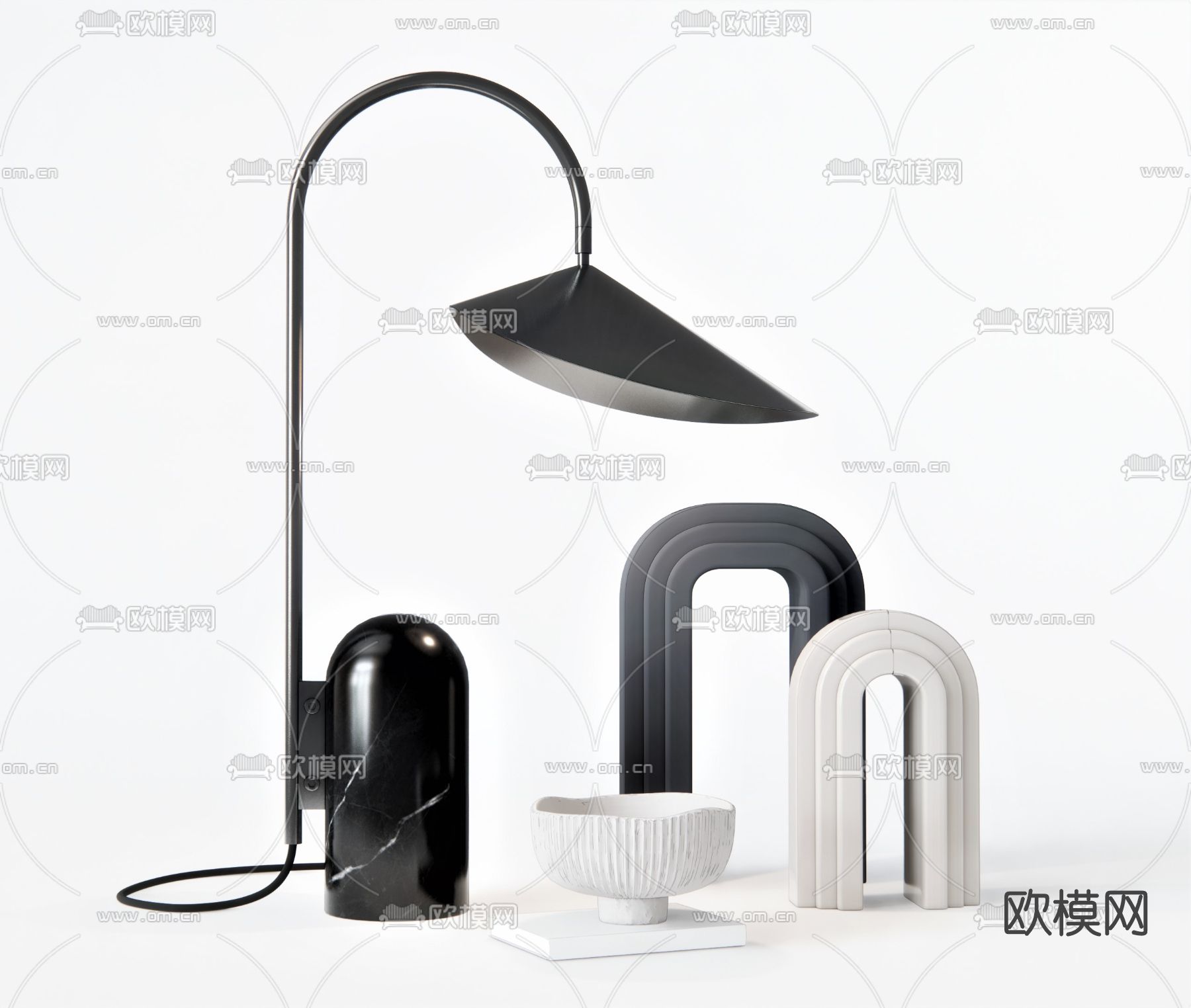 现代金属小台灯su模型