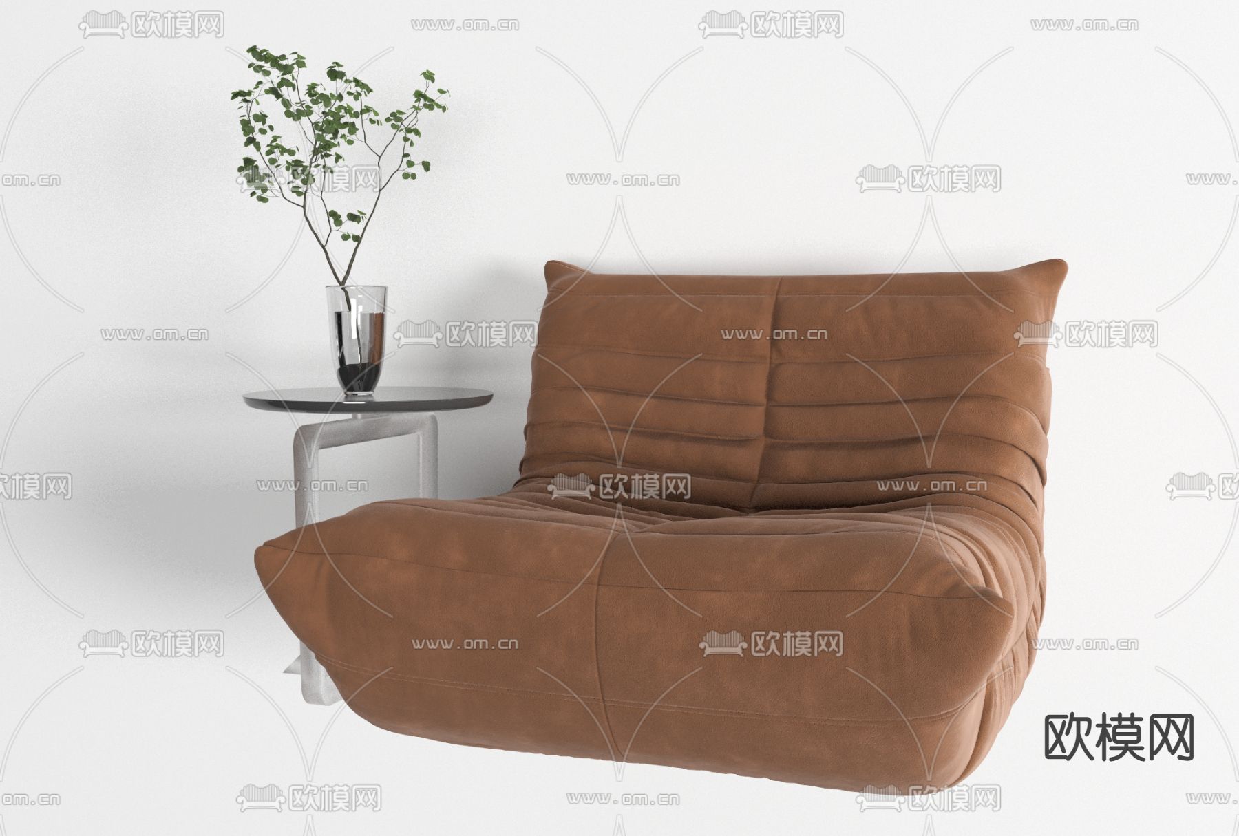 现代布艺休闲沙发免费3d模型下载