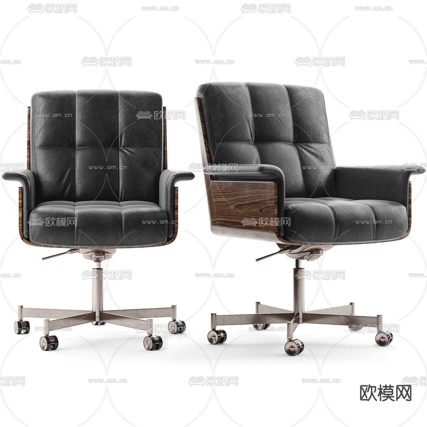 现代皮革办公椅大班椅3d模型