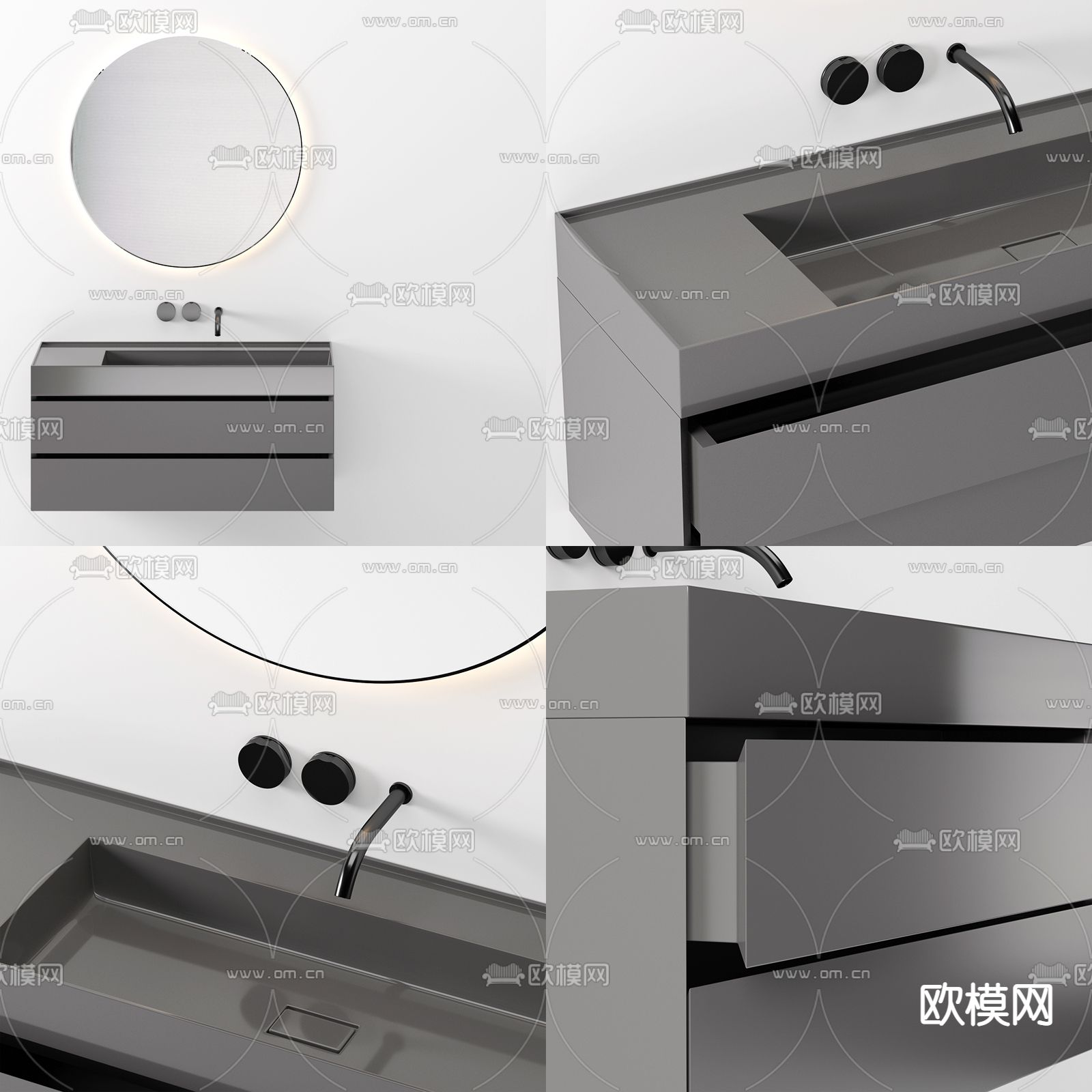 现代浴室柜洗手台3d模型
