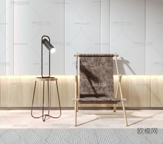 现代皮革休闲椅3d模型下载