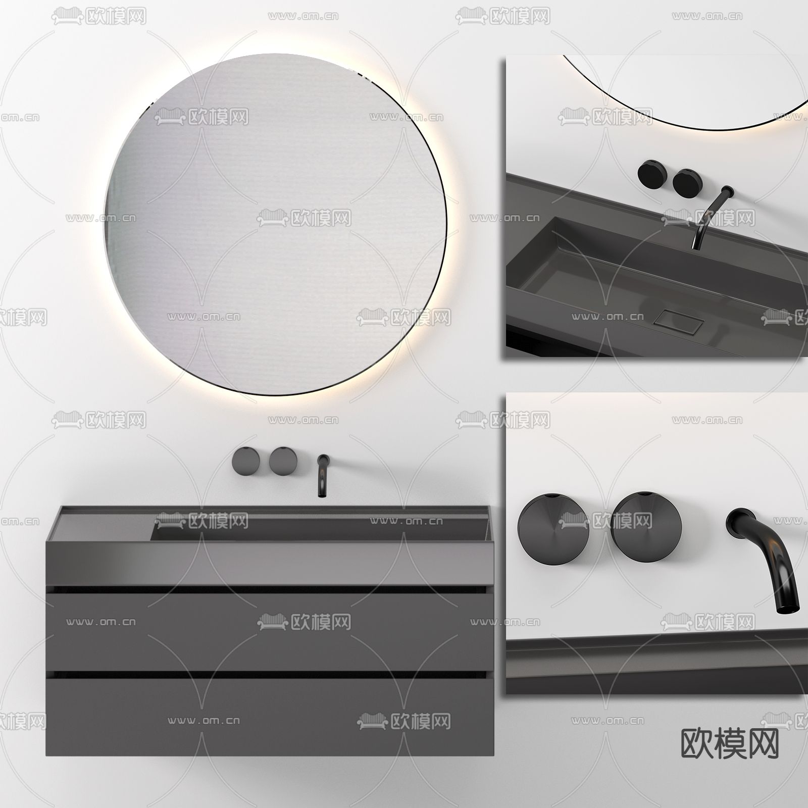 现代浴室柜洗手台3d模型