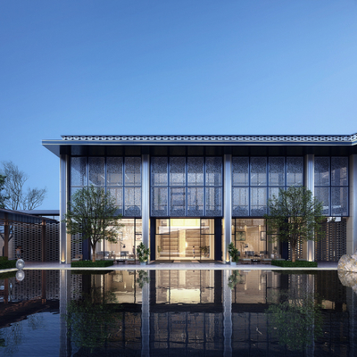 新中式会所建筑模型下载下载