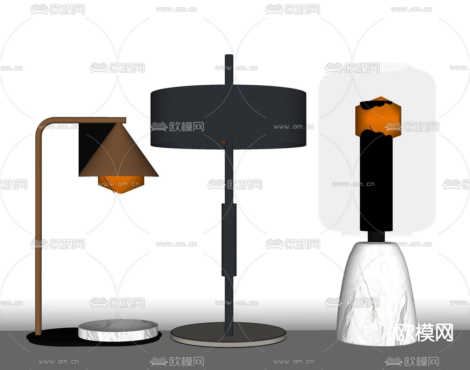现代台灯su模型下载（渲染图2）