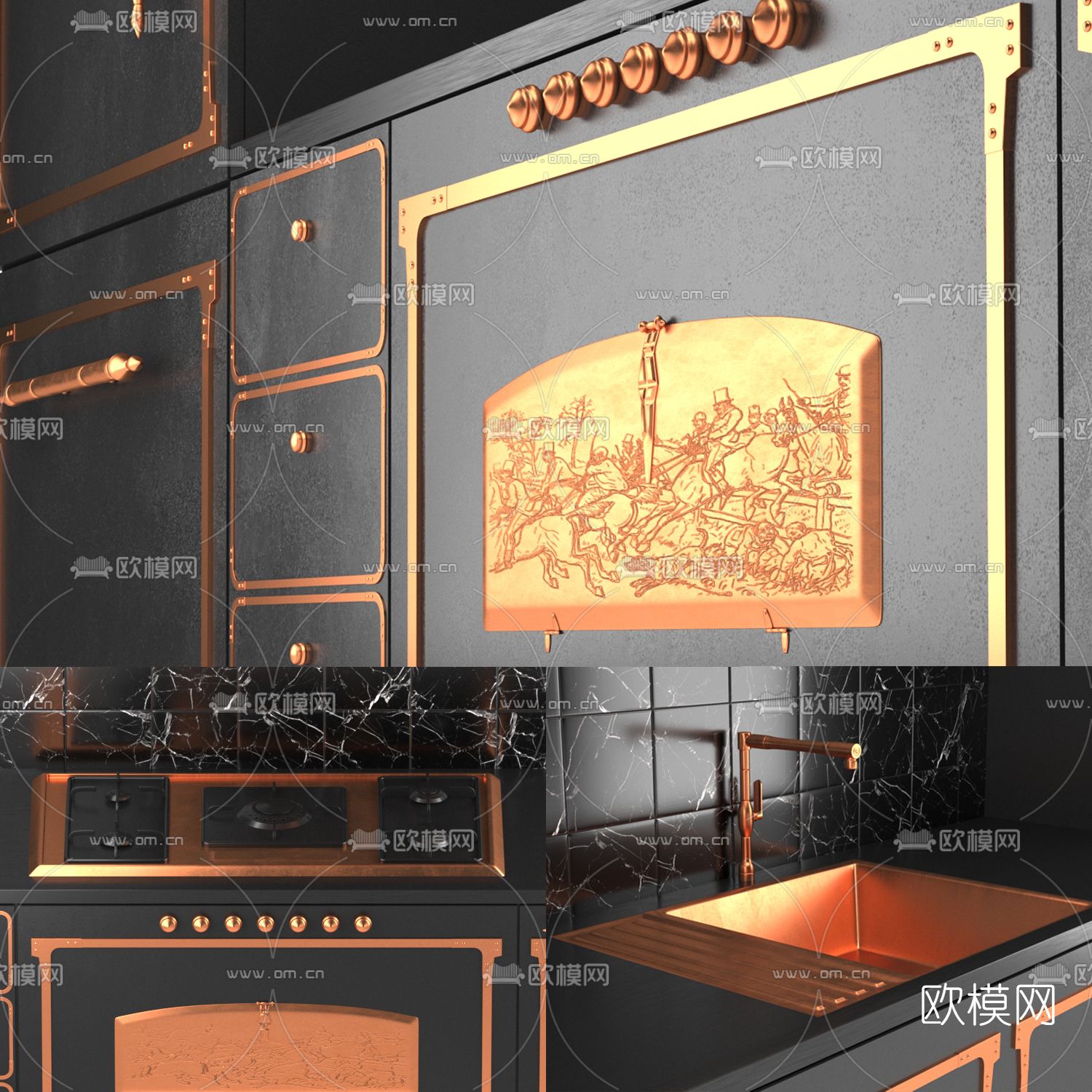 新古典厨房橱柜3d模型下载（渲染图4）