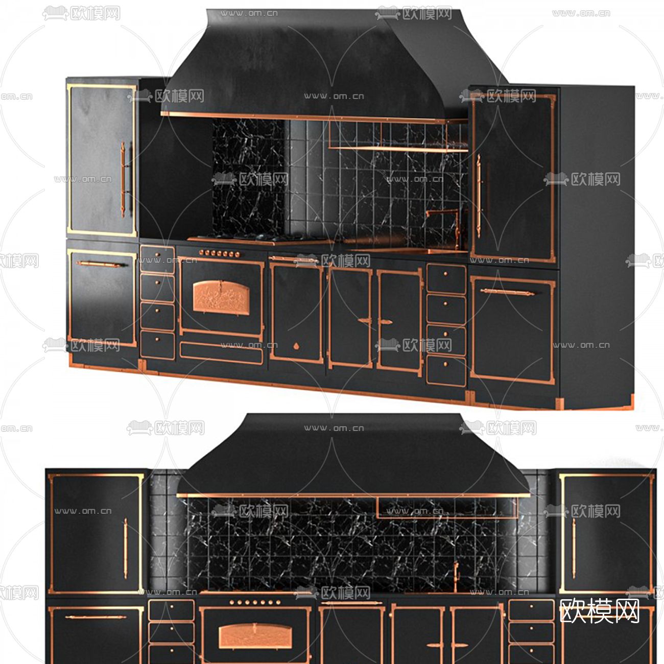 新古典厨房橱柜3d模型下载（渲染图1）