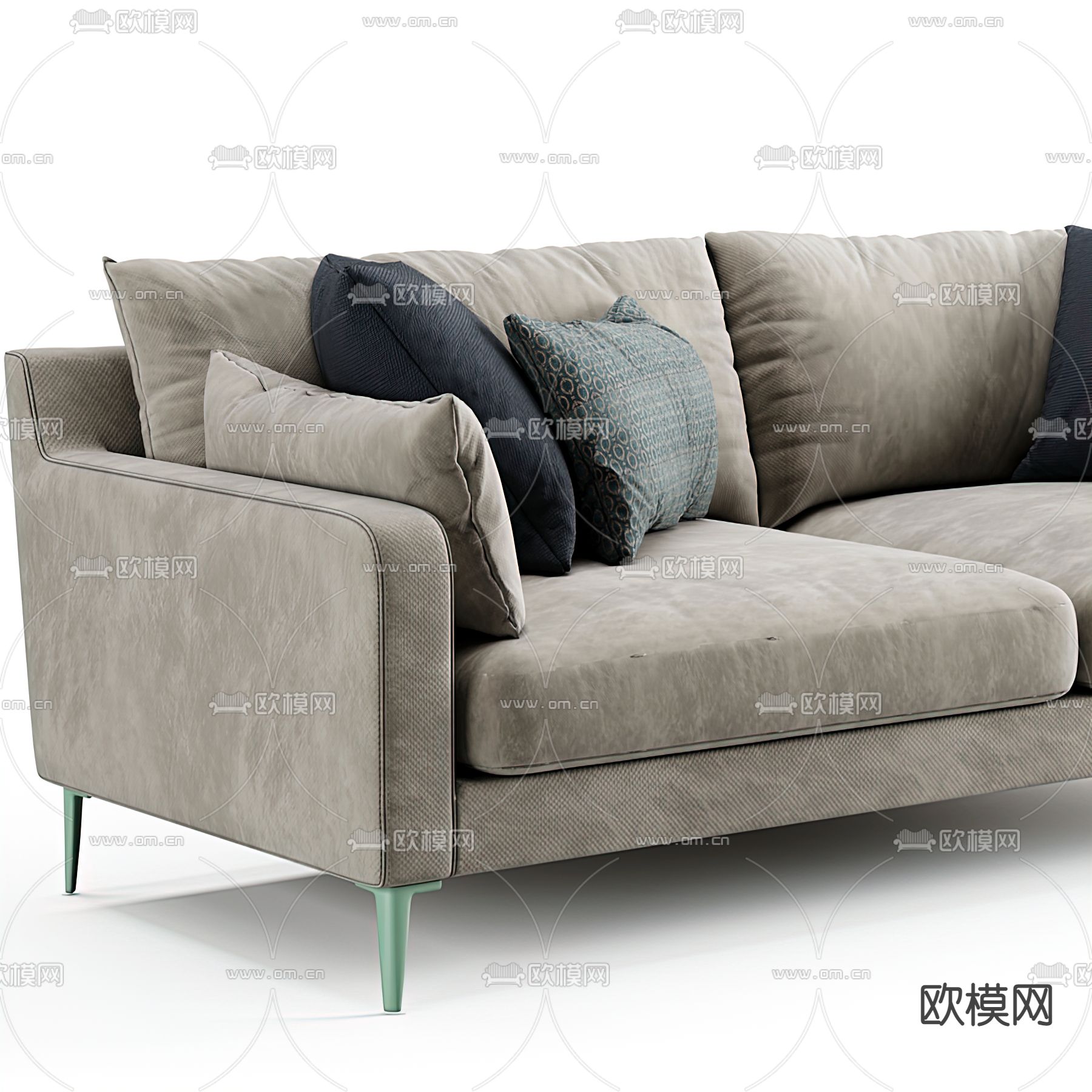 现代布艺双人沙发3d模型下载（渲染图3）