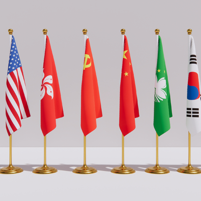  现代国旗党旗区旗su模型 