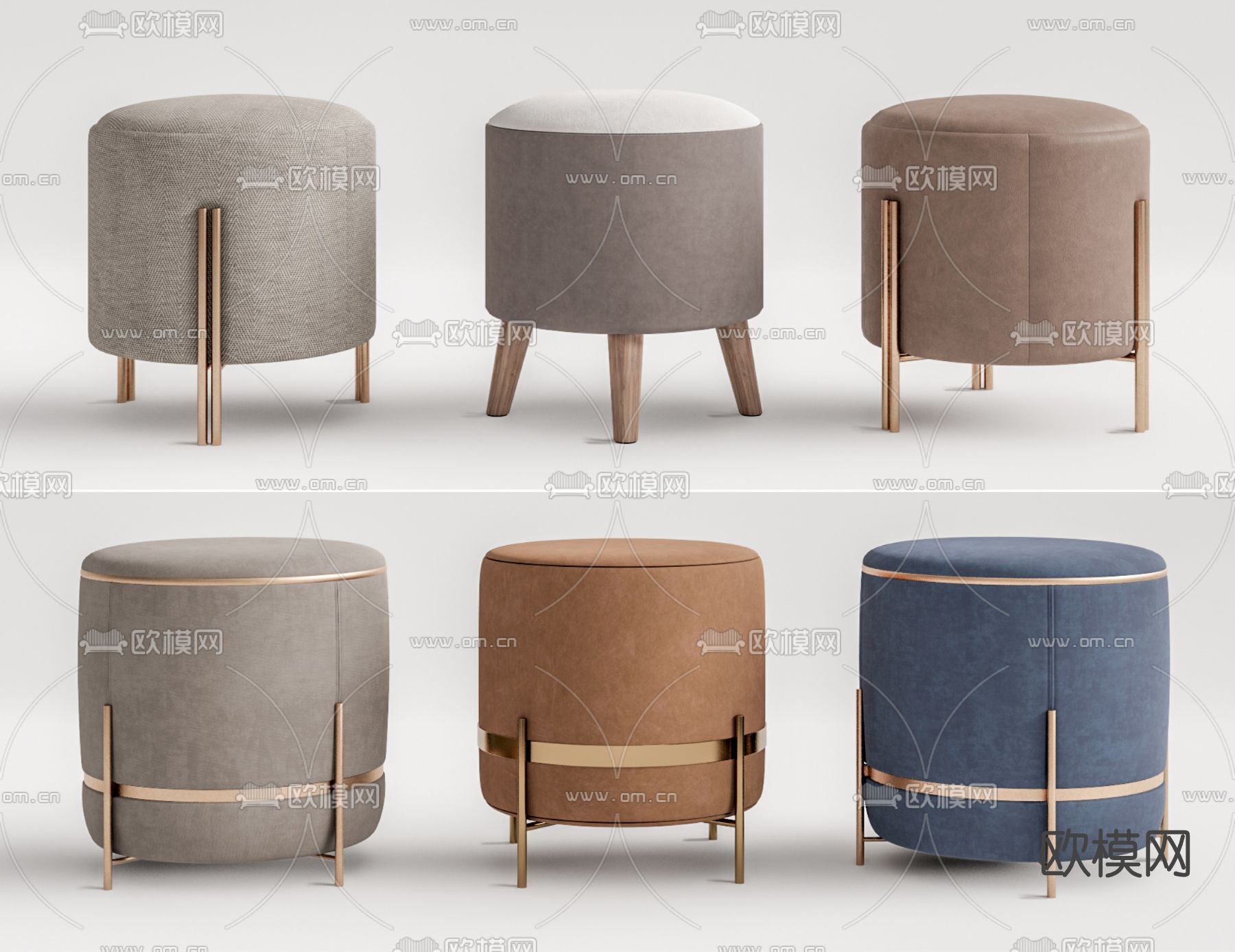 现代布艺矮凳su模型下载（渲染图1）