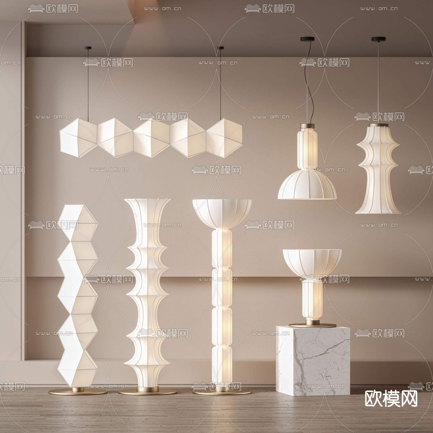 侘寂风落地灯3d模型下载