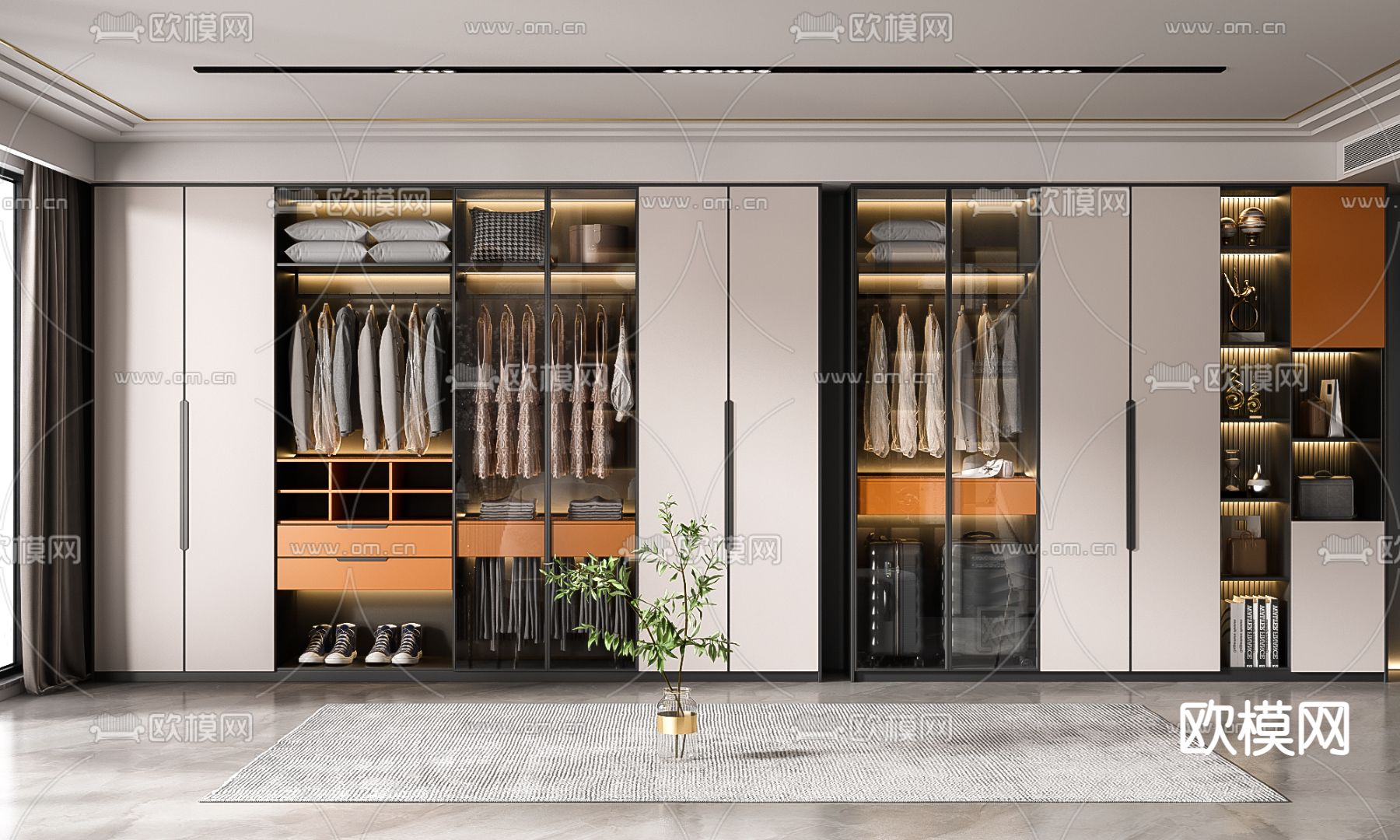 现代轻奢衣柜3d模型下载