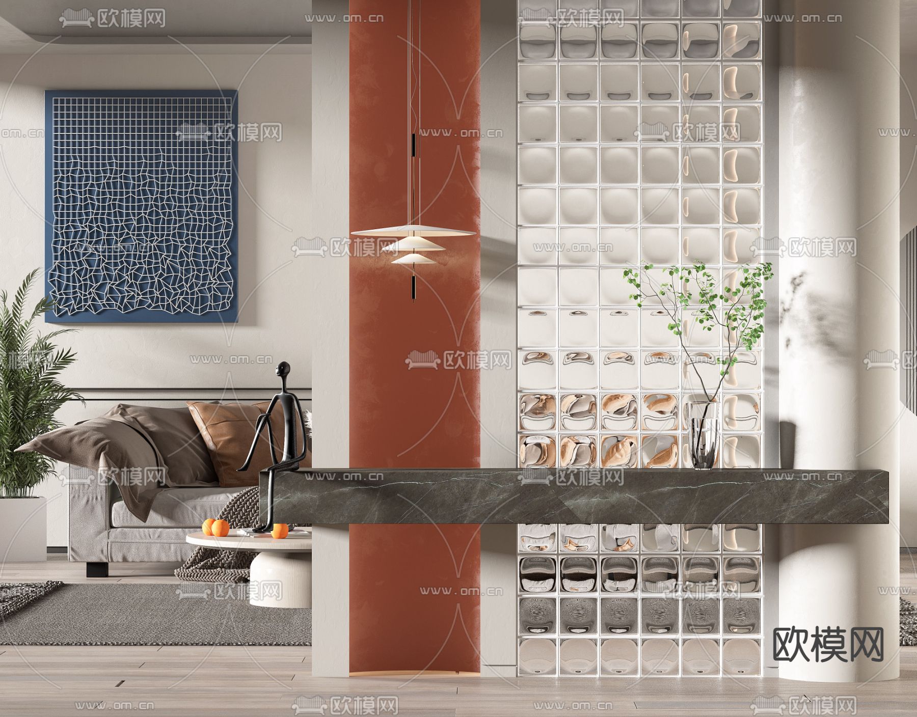 现代玄关端景条案3d模型
