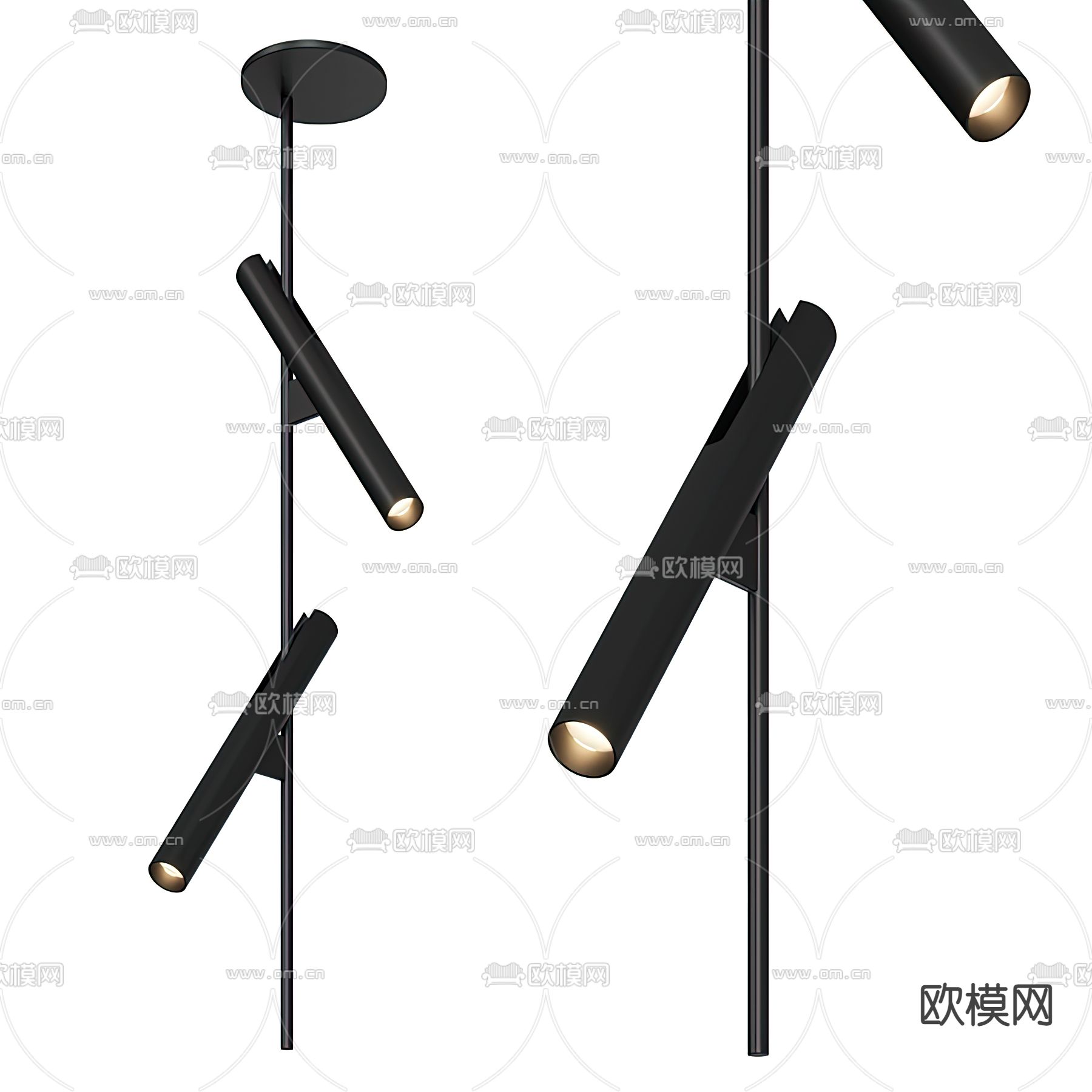 现代金属条形吊灯3d模型下载_ID11662543_3dmax免费模型-欧模网