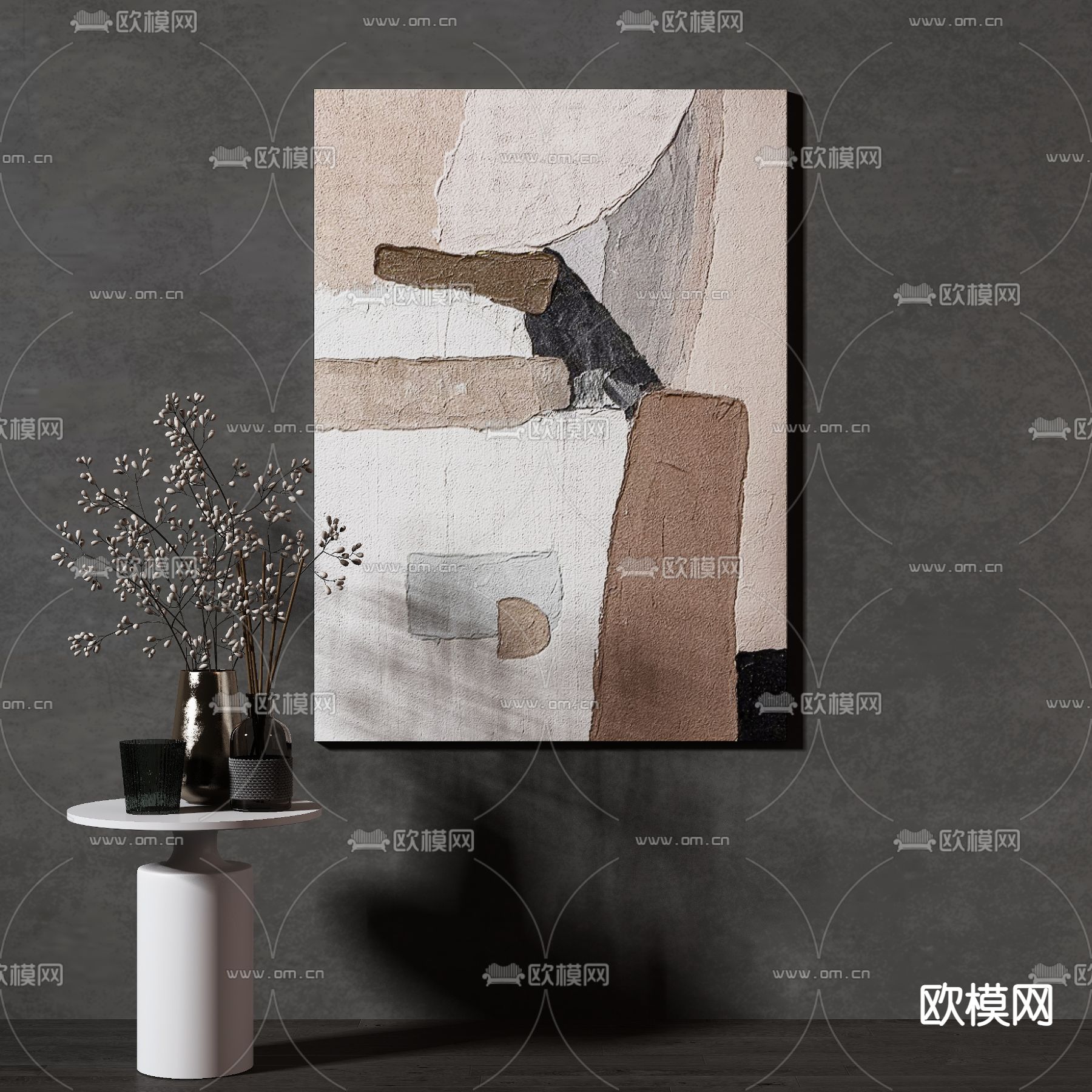 现代抽象装饰画3d模型
