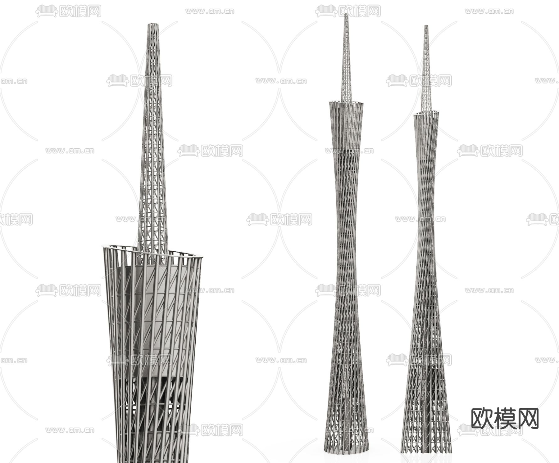 现代广州塔小蛮腰塔3d模型下载
