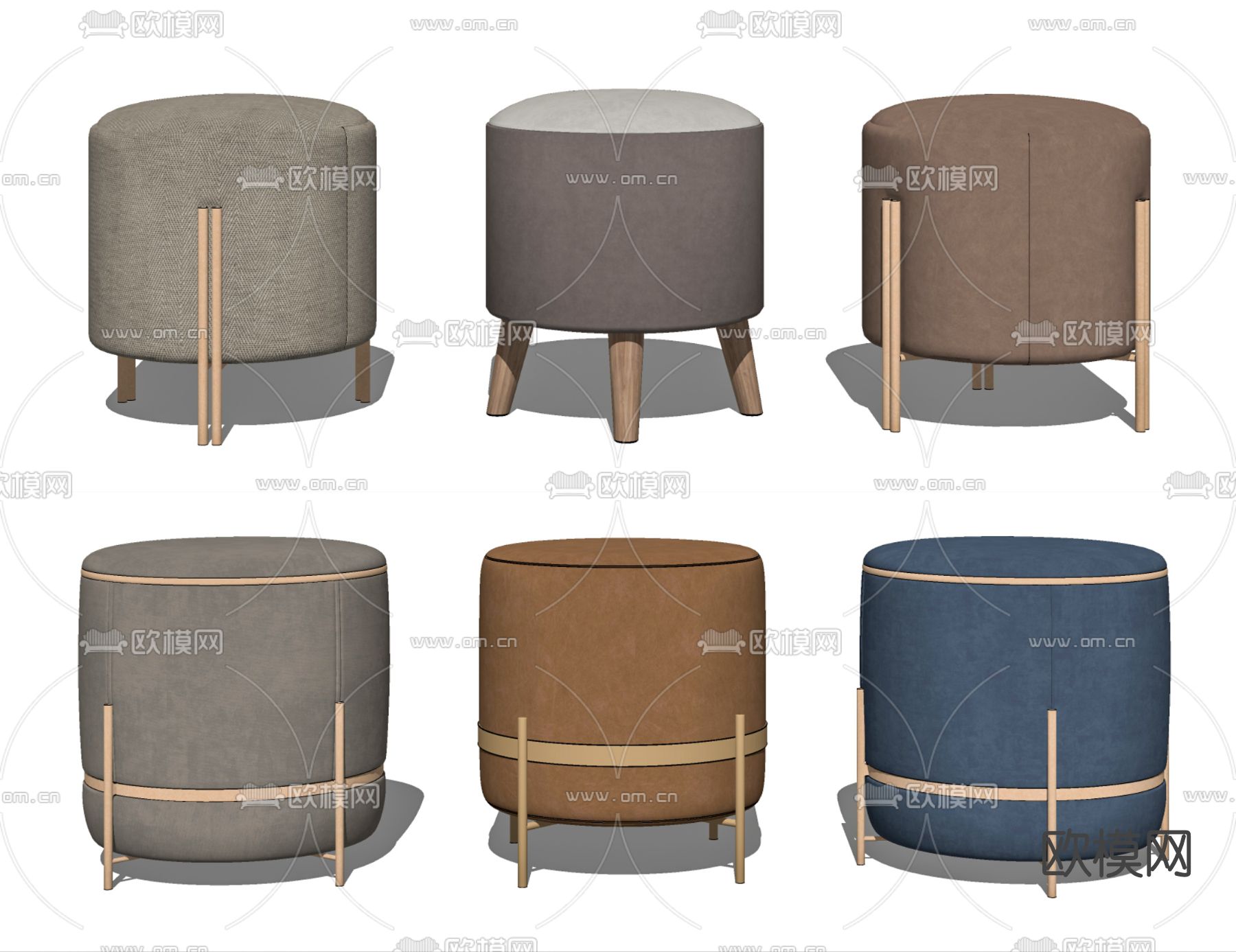 现代布艺矮凳su模型下载（渲染图2）