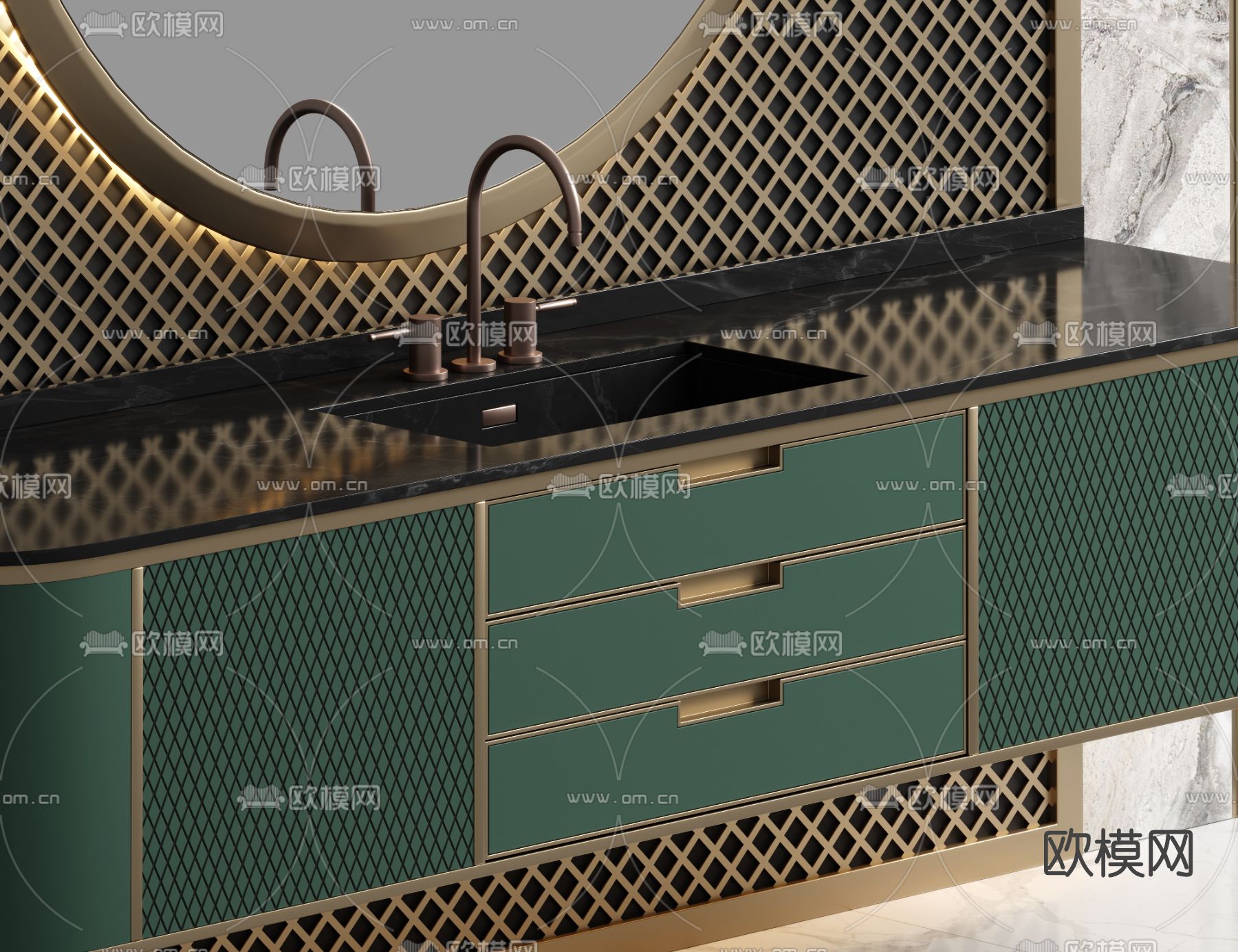 现代轻奢洗手台3d模型