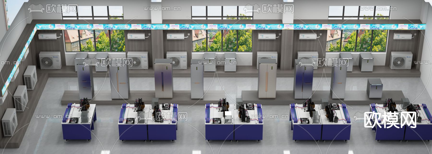 现代技校维修室免费3d模型下载