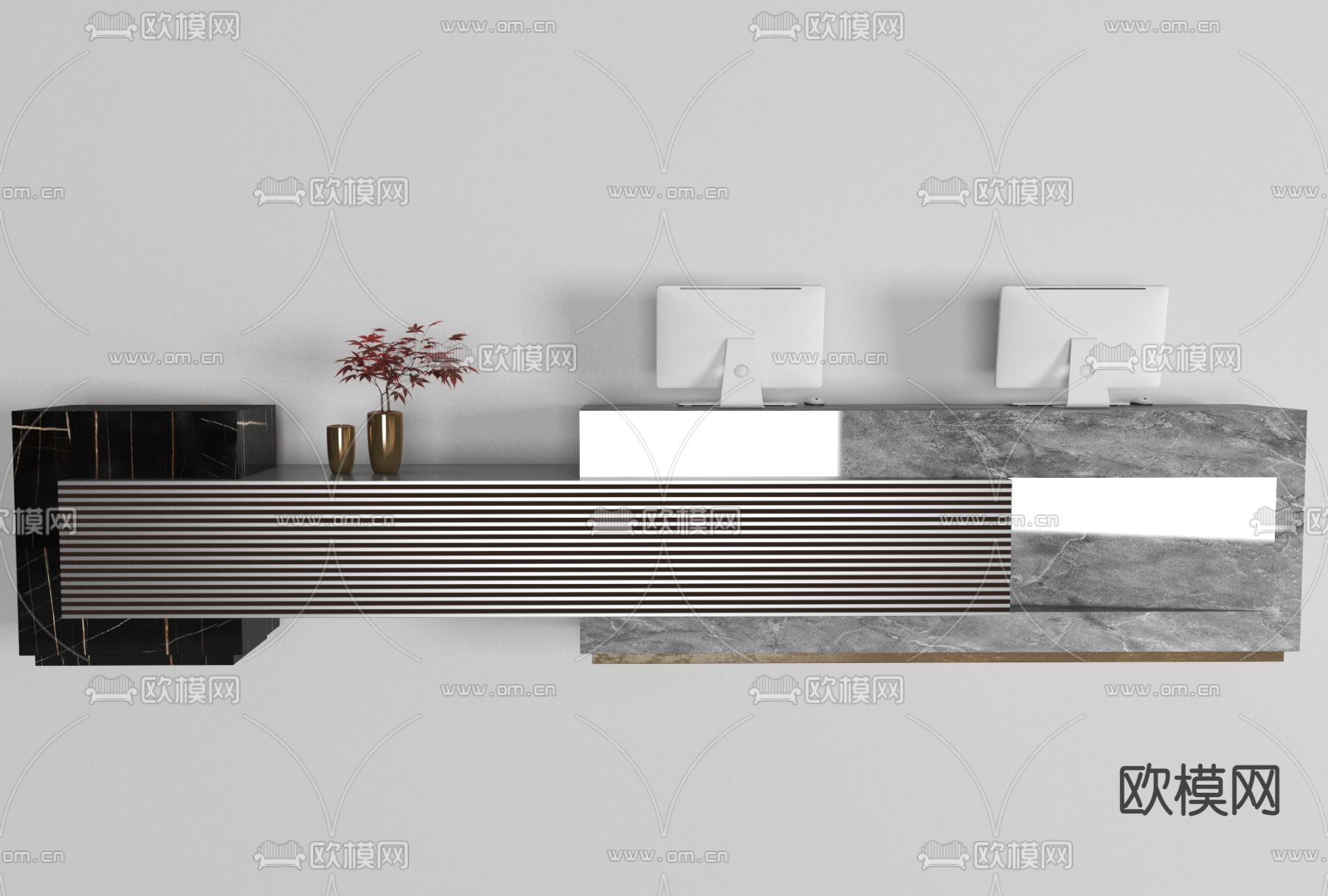 现代大理石前台免费3d模型下载