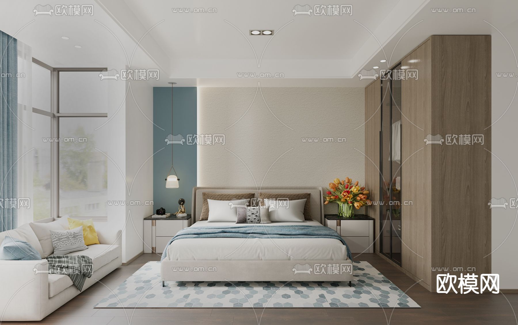 现代女孩房卧室免费3d模型下载