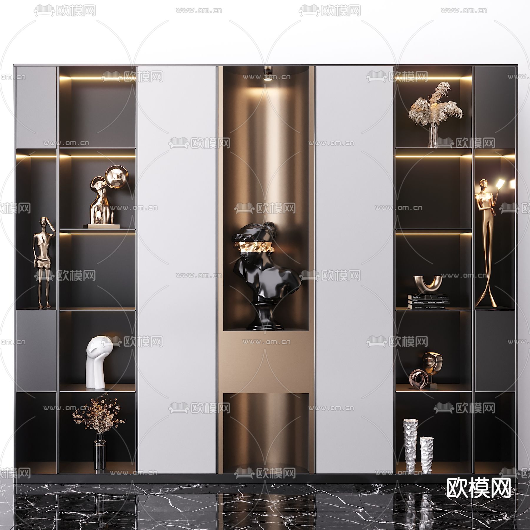 现代轻奢装饰柜3d模型下载