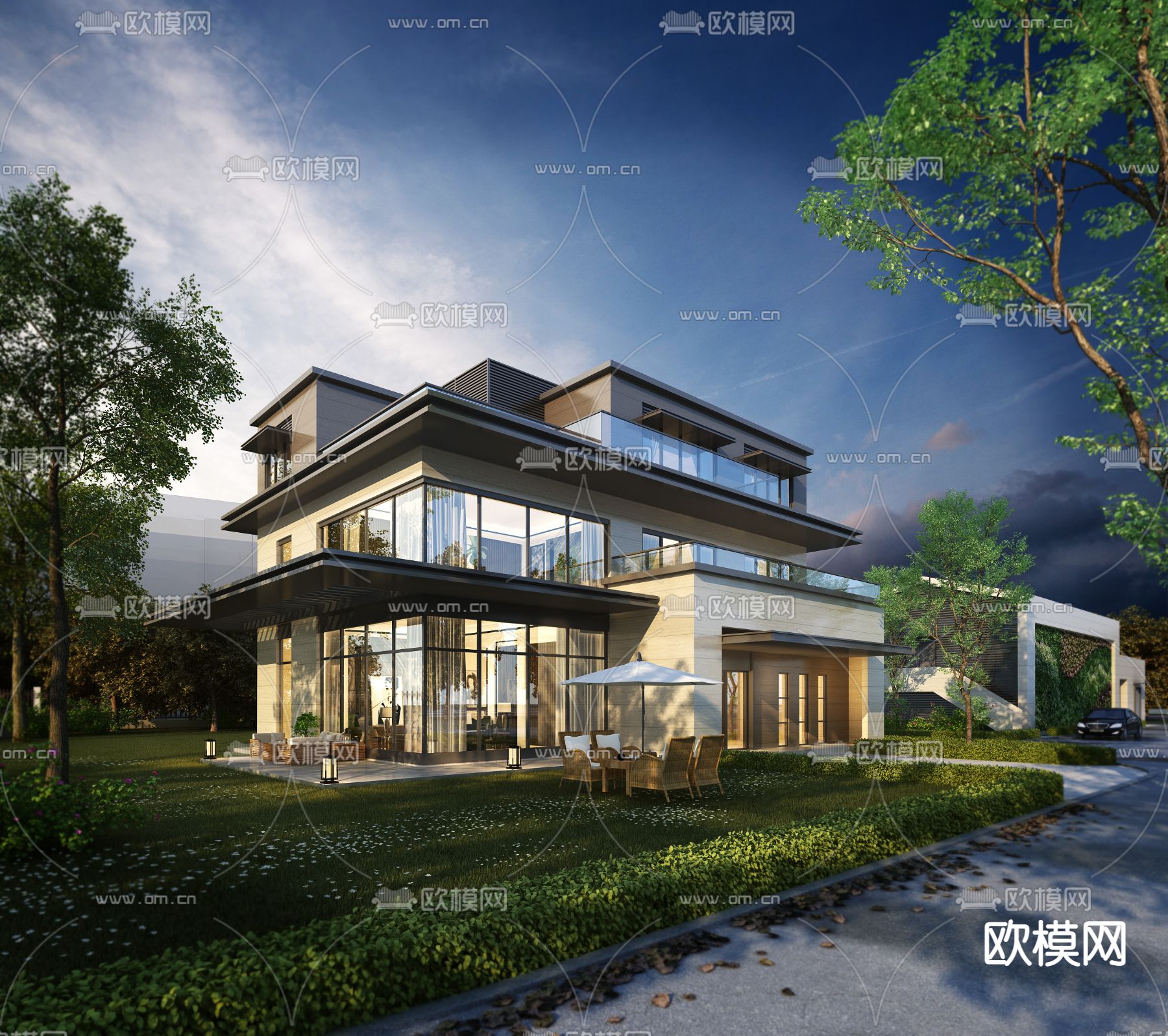 现代别墅外观3d模型