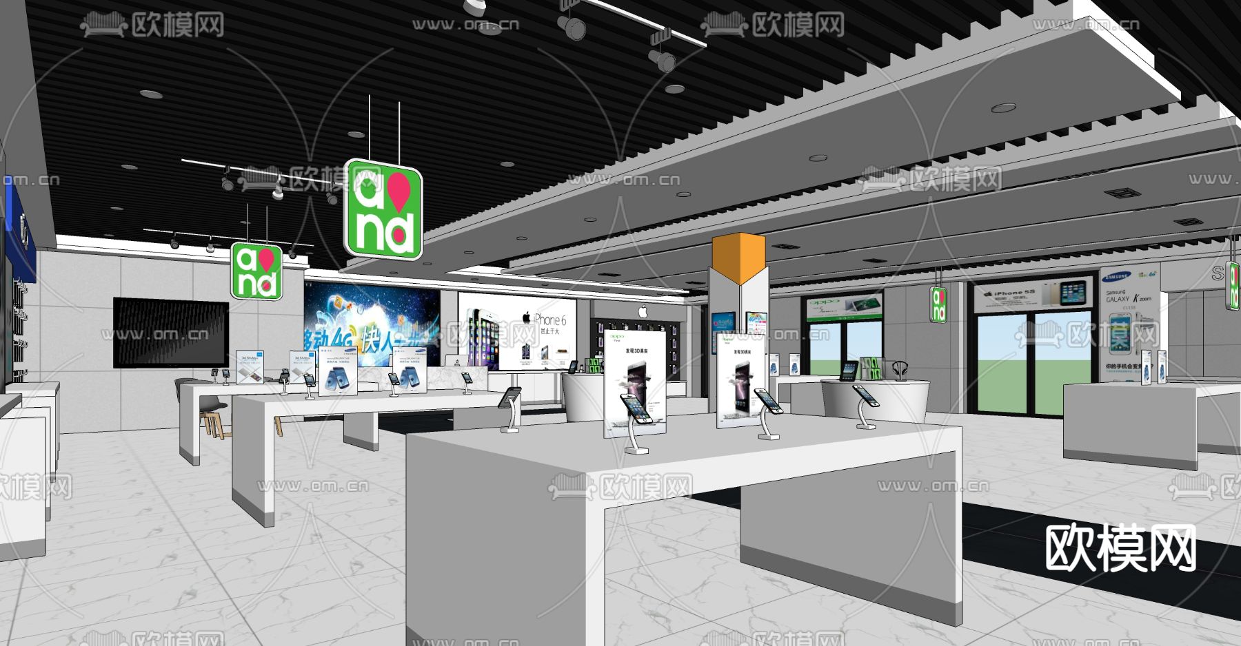 现代移动手机营业厅展示台su模型下载