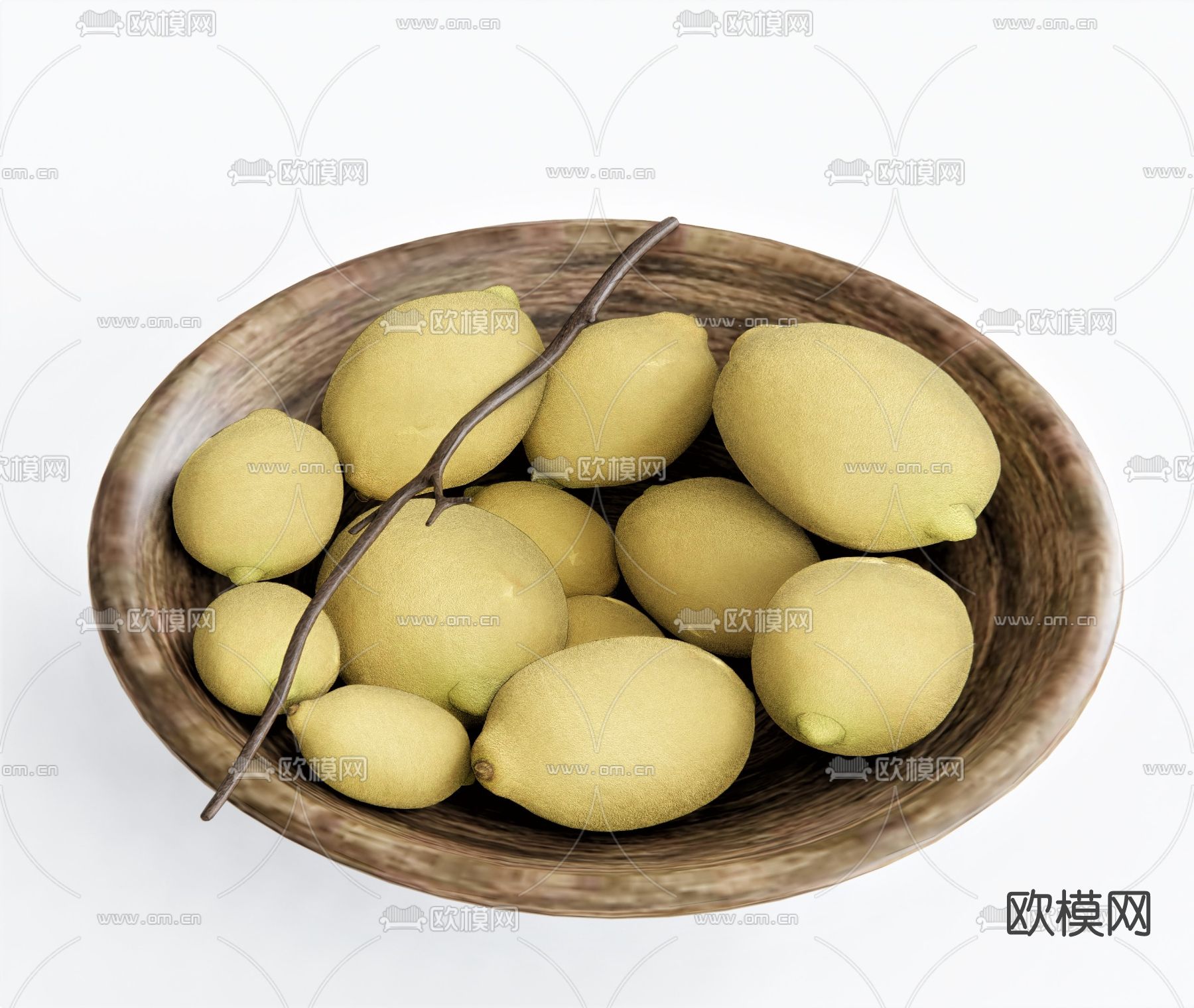 现代柠檬水果su模型下载（渲染图1）