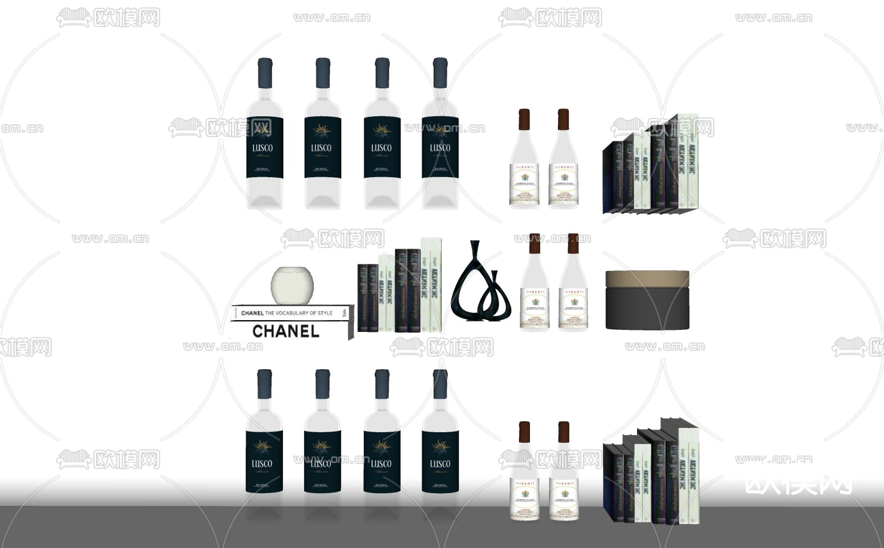 现代酒具酒瓶su模型下载（渲染图2）