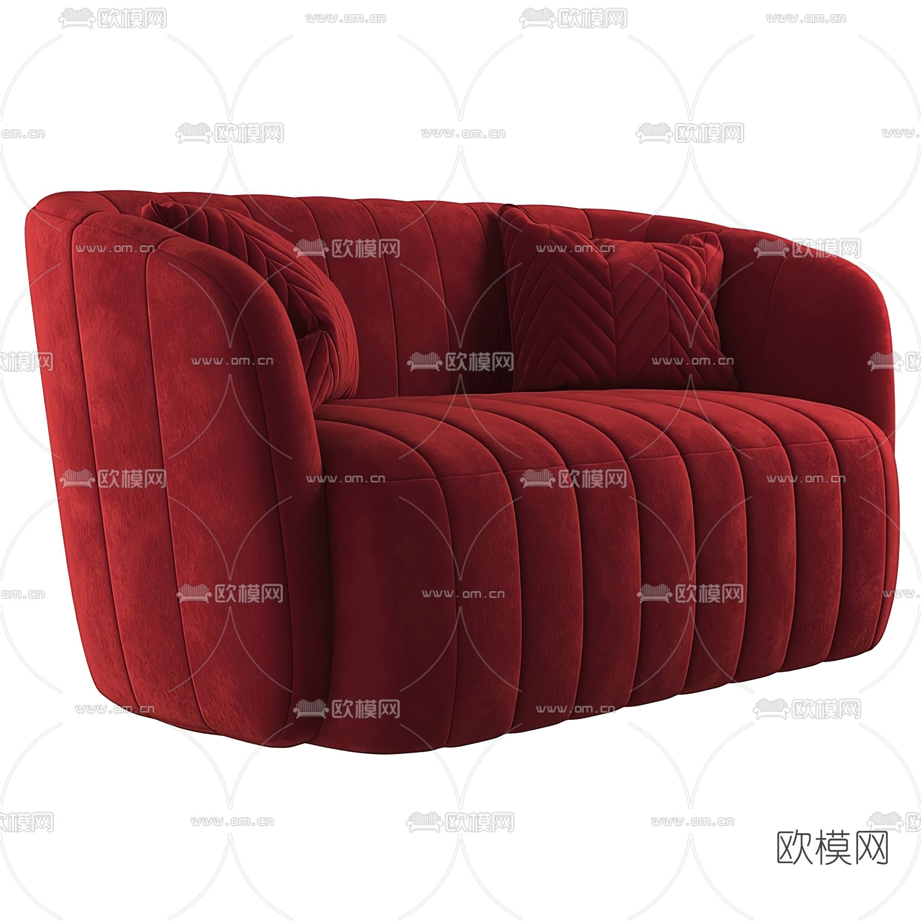 现代绒布双人沙发3d模型下载（渲染图2）